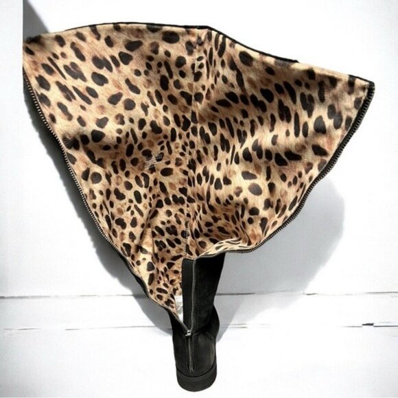 🌻NEW Born "Borman" Black Suede Leather Knee High Bohemian Back Zip Tall Boots 9 - Picture 7 of 10